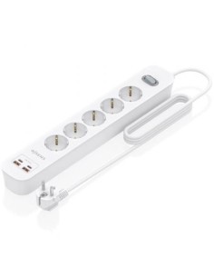 Regleta con Interruptor Aisens 5 Tomas de Corriente 2 USB - 2 USB Tipo