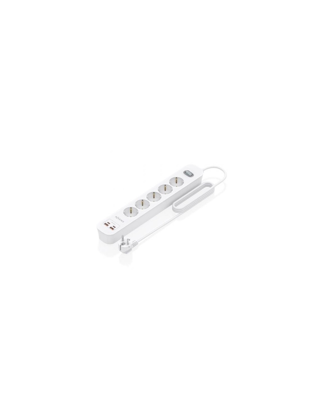 Regleta con Interruptor Aisens 5 Tomas de Corriente 2 USB - 2 USB Tipo