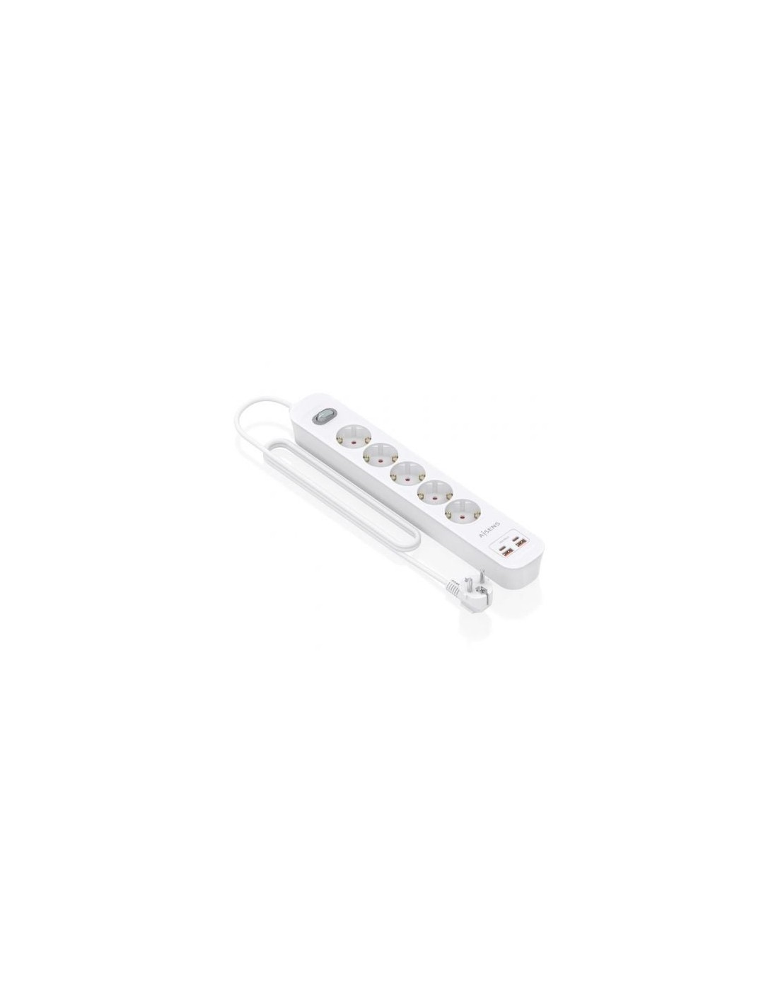 Regleta con Interruptor Aisens 5 Tomas de Corriente 2 USB - 2 USB Tipo
