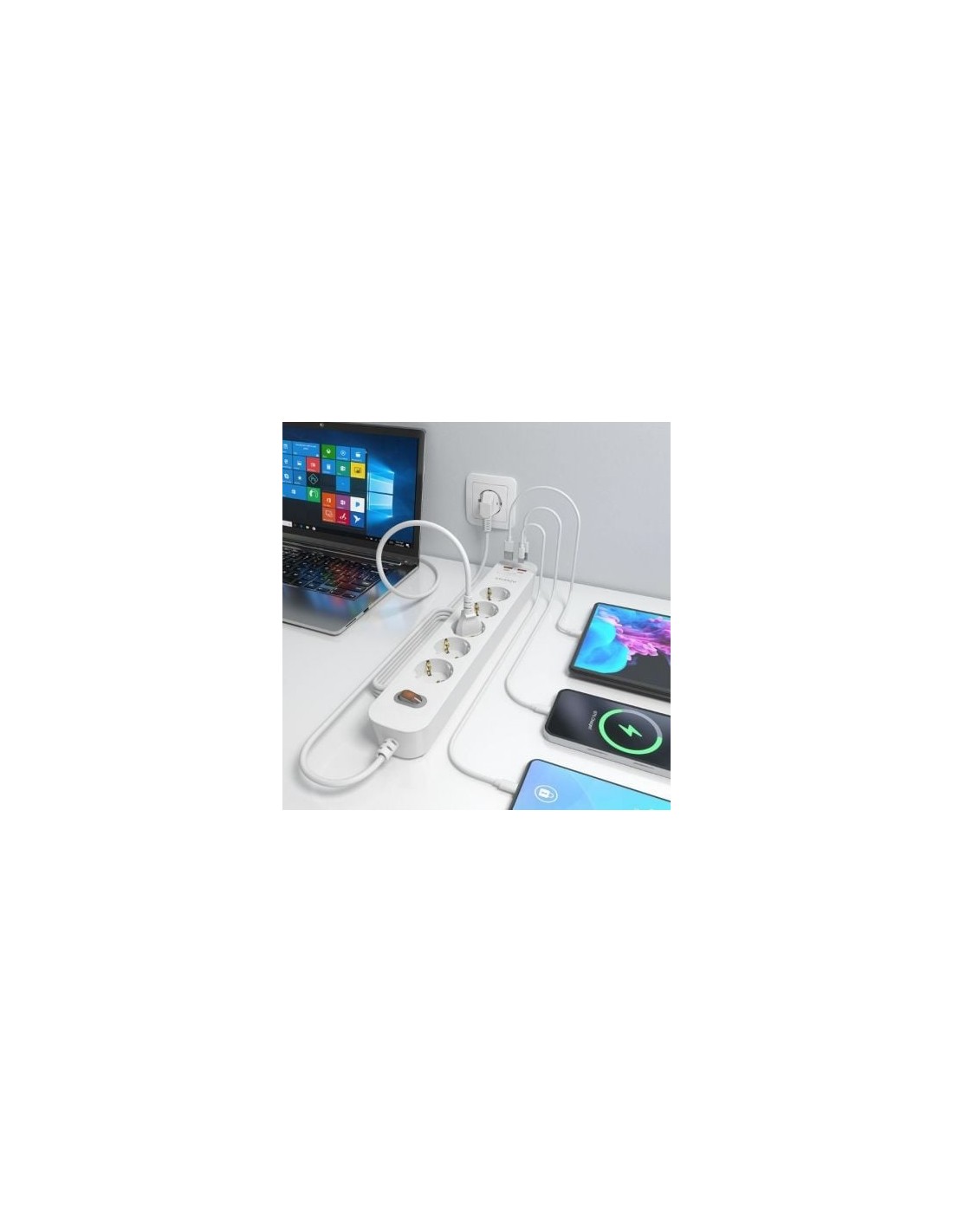 Regleta con Interruptor Aisens 5 Tomas de Corriente 2 USB - 2 USB Tipo
