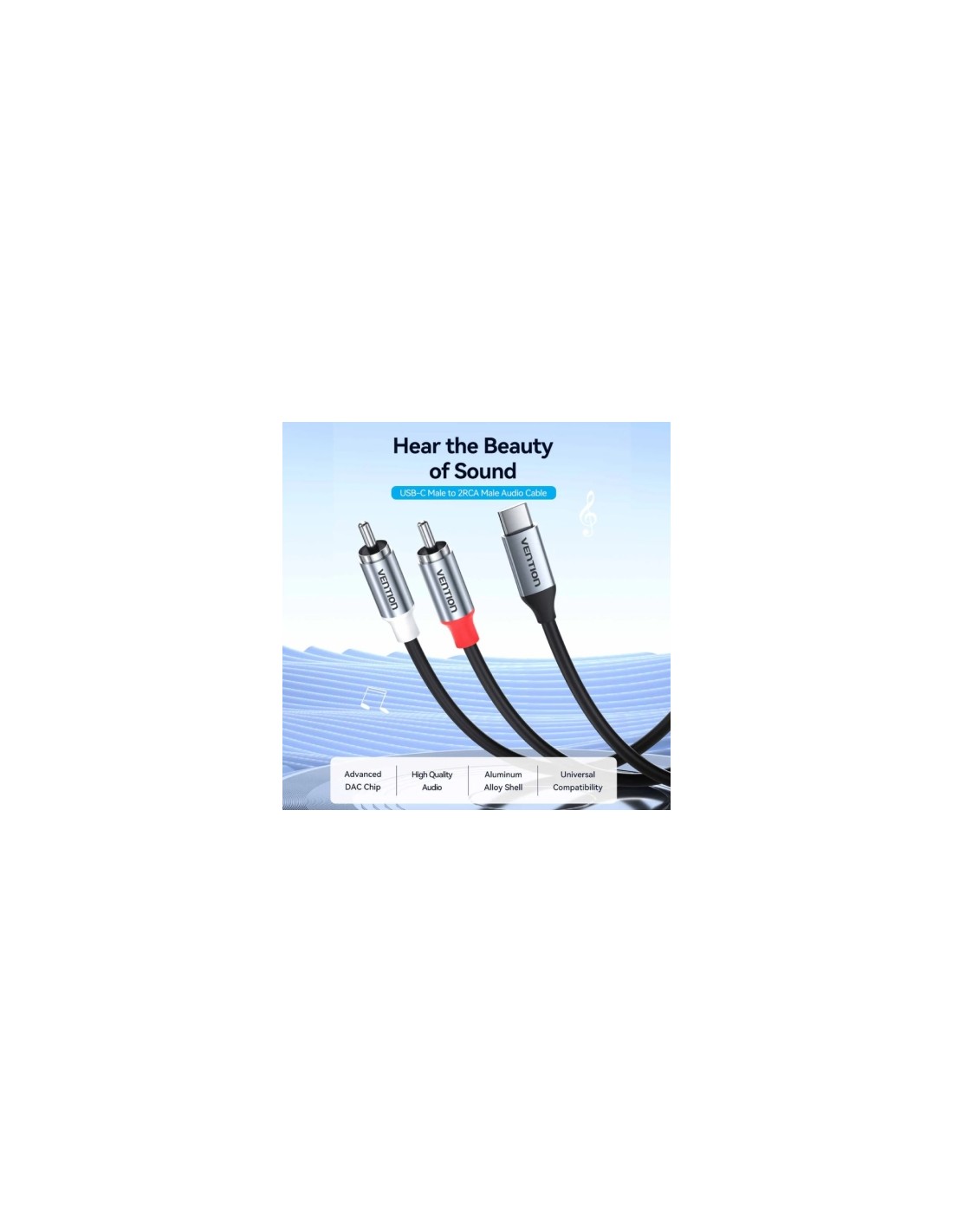 Cable Estéreo Vention USB Tipo-C Macho - 2x RCA Macho Gris | Logroño