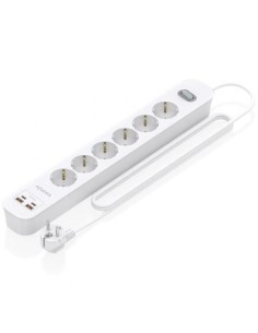 Regleta con Interruptor Aisens 6 Tomas de Corriente 2 USB - 2 USB Tipo