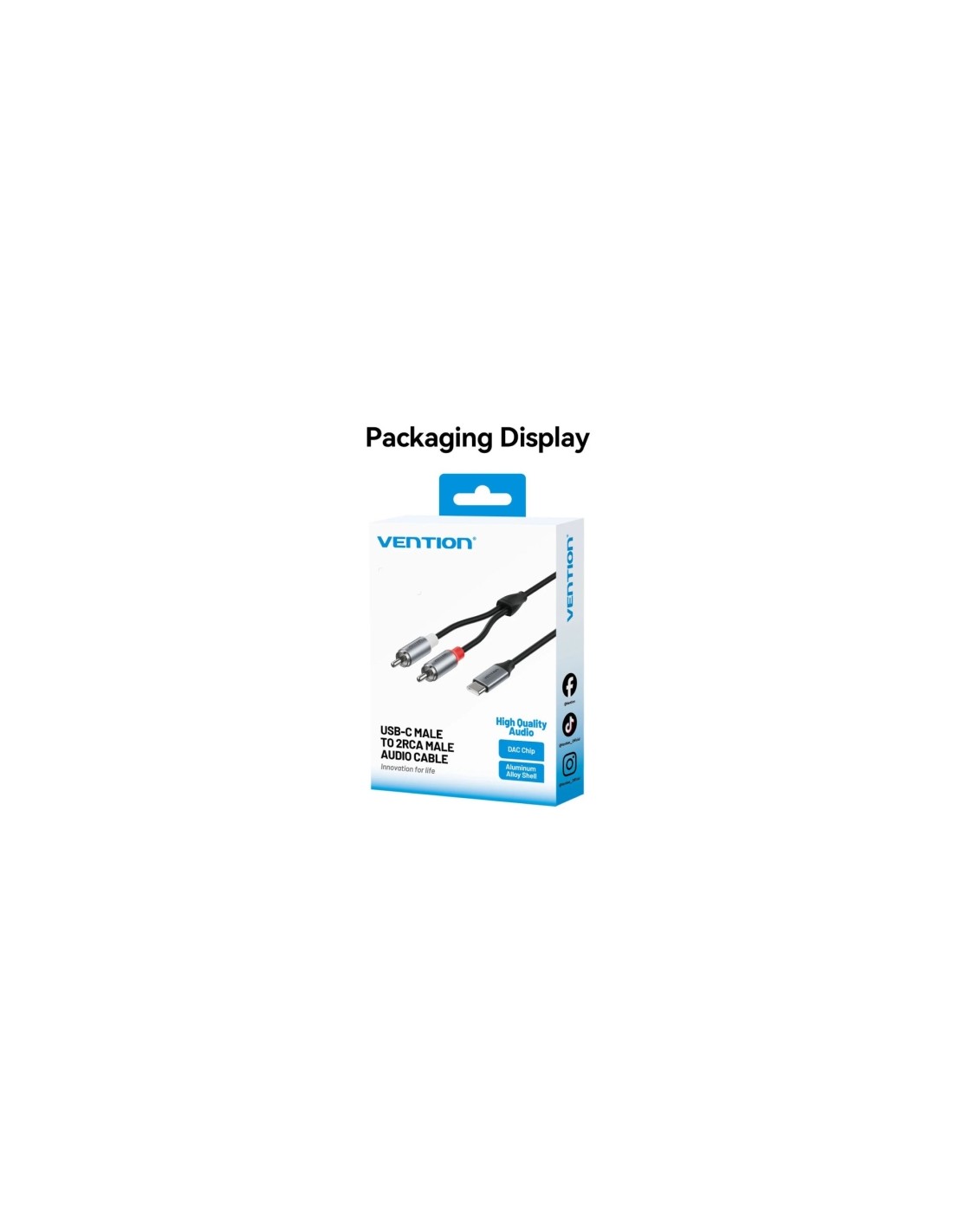 Cable Estéreo Vention USB Tipo-C Macho - 2x RCA Macho Gris | Logroño