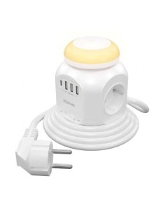 Regleta con Interruptor y Luz Nocturna Aisens 4 Tomas de Corriente 1 U