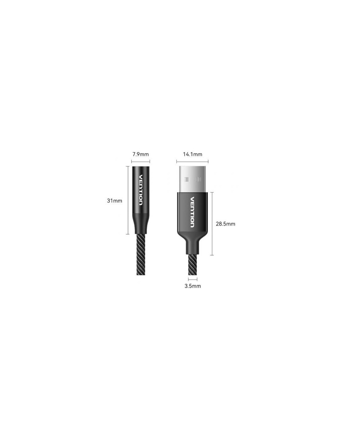 Conversor Vention Jack 3.5 Hembra - USB Macho 1m Gris | Logroño