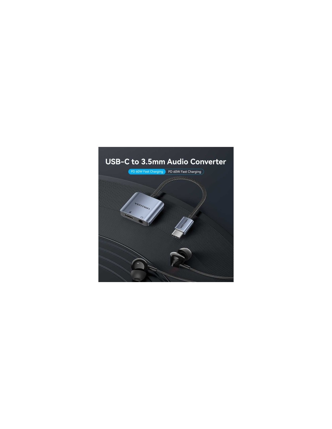 Adaptador Audio Vention USB Tipo-C Macho - Jack 3.5 Hembra USB Tipo-C 