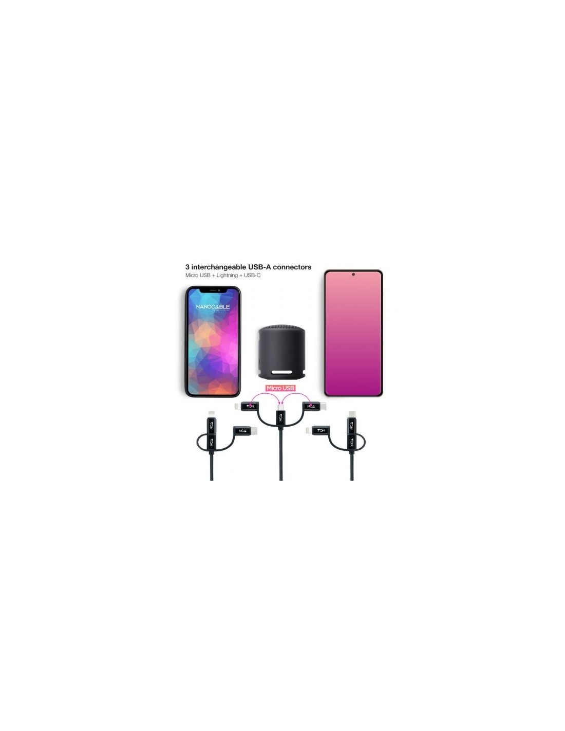 Cable USB 2.0 Nanocable Lightning Macho - Micro USB Macho USB Tipo-C M