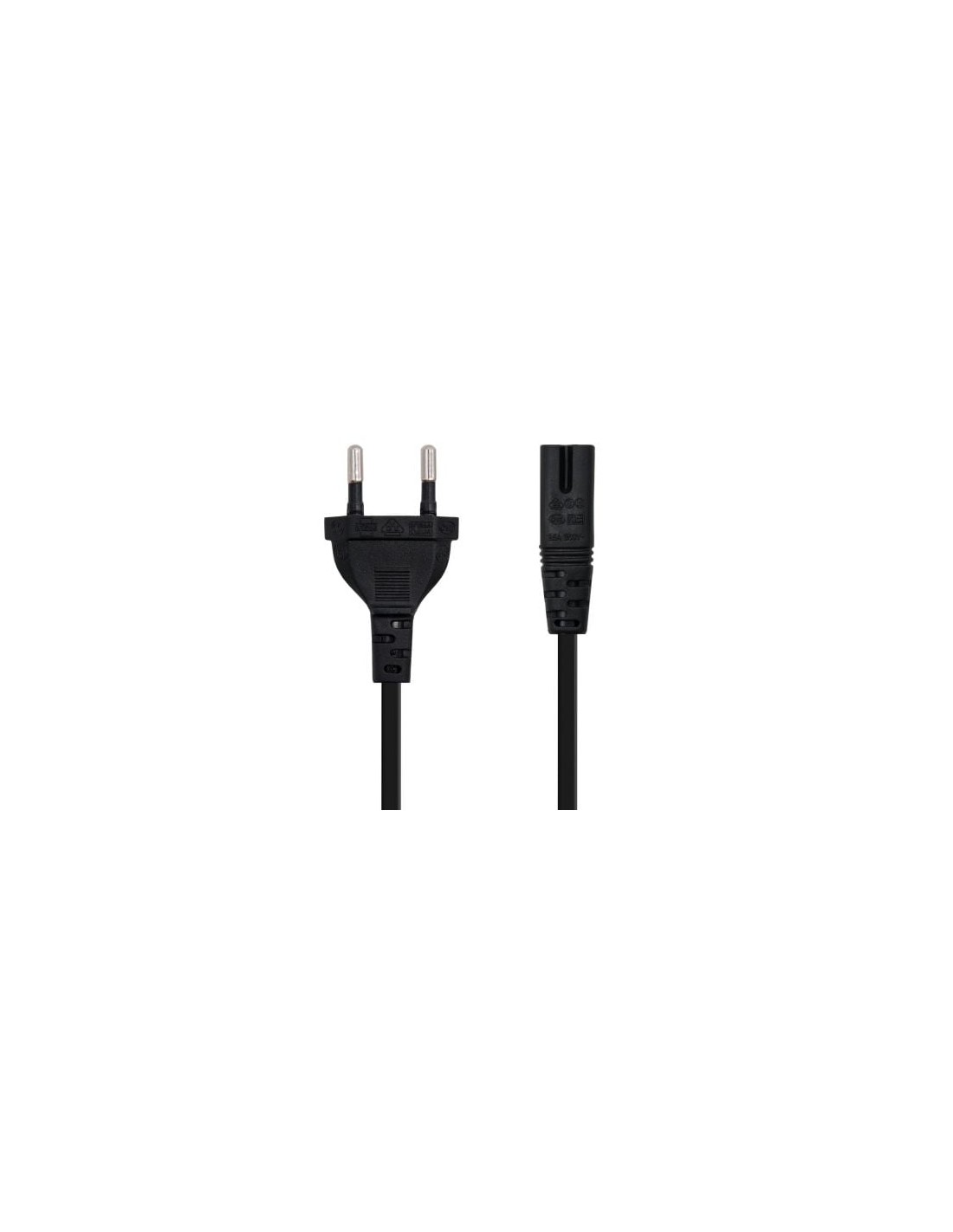 Cable Alimentación Forma 8 Nanocable CEE7 16 Macho - C7 Hembra Negro