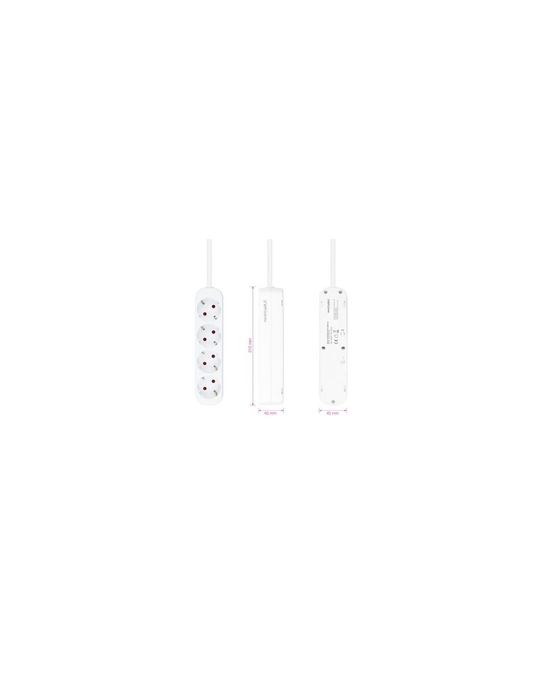 Regleta Nanocable 4 Tomas de Corriente Cable 1.4m Blanca | Logroño