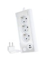 Regleta con Interruptor Nanocable 3 Tomas de Corriente 1 USB 1 USB Tip
