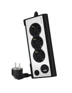 Regleta con Interruptor Nanocable 3 Tomas de Corriente 1 USB 1 USB Tip