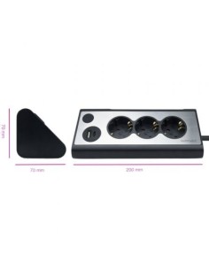 Regleta con Interruptor Nanocable 3 Tomas de Corriente 1 USB 1 USB Tip 2