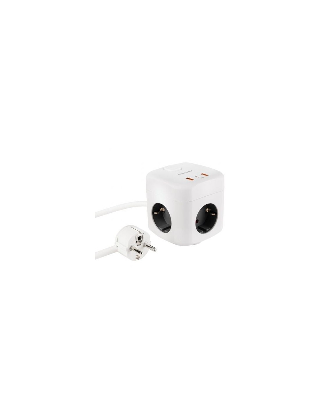 Regleta Nanocable 3 Tomas de corriente 2 USB - 1 USB Tipo-C Cable 1.4m