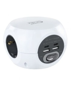 Regleta Nanocable 3 Tomas de corriente 2 USB - 2 USB Tipo-C Cable 1.4m