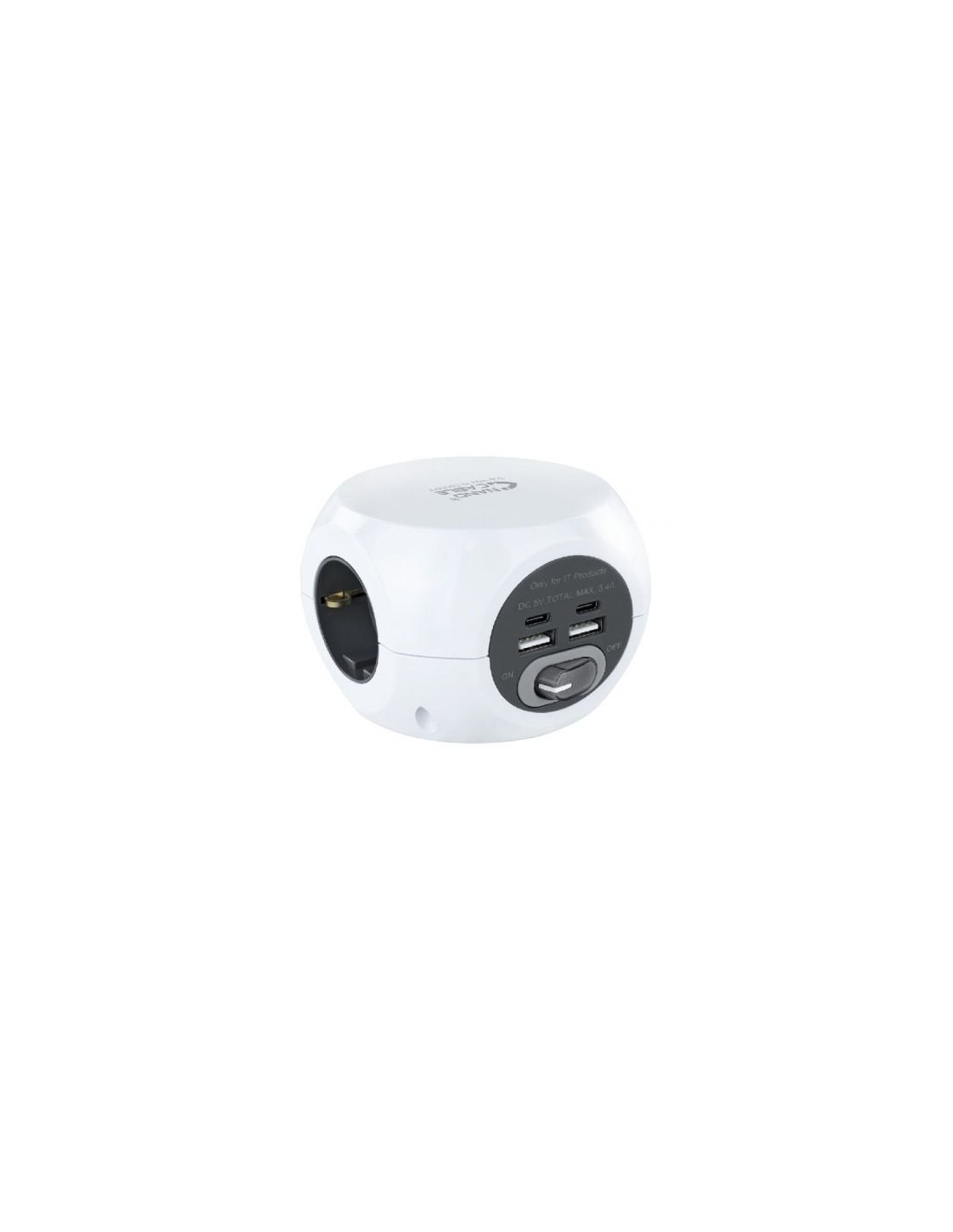Regleta Nanocable 3 Tomas de corriente 2 USB - 2 USB Tipo-C Cable 1.4m