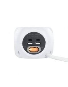 Regleta Nanocable 3 Tomas de corriente 2 USB - 2 USB Tipo-C Cable 1.4m 2