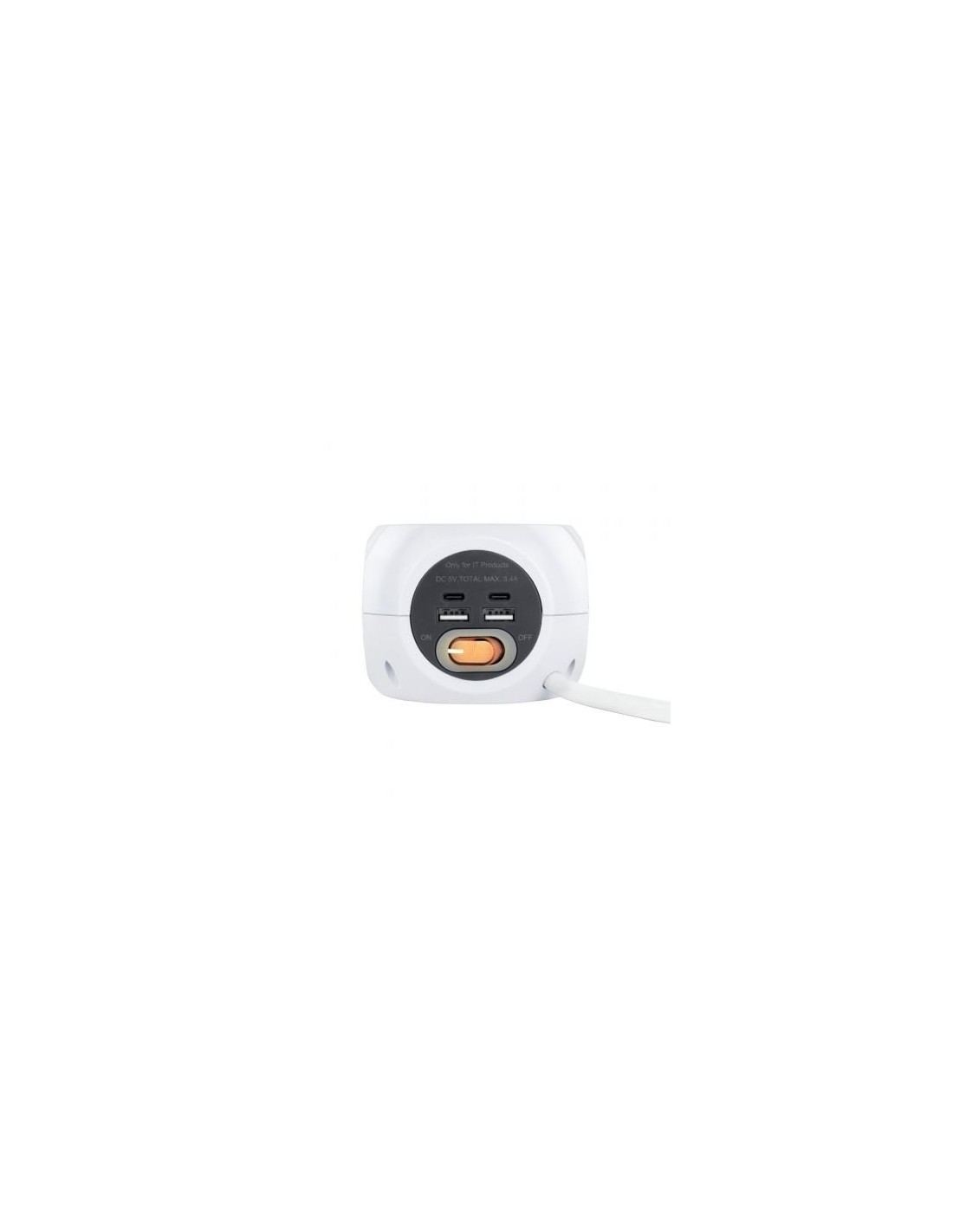 Regleta Nanocable 3 Tomas de corriente 2 USB - 2 USB Tipo-C Cable 1.4m