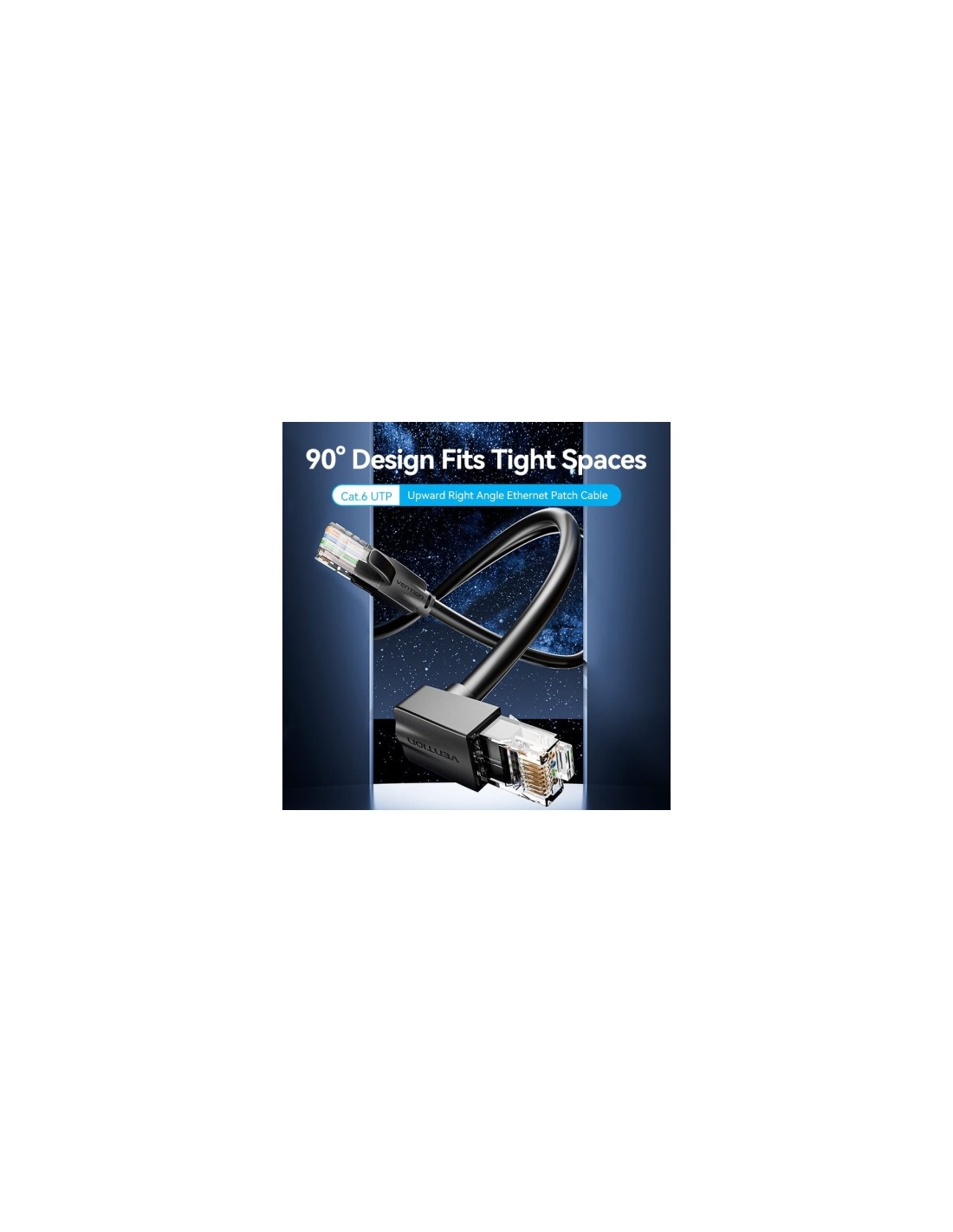 Cable de Red RJ45 UTP Vention Cat.6 5m Acodado 90º Negro | Logroño
