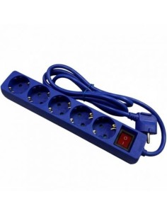 Regleta con Interruptor Phasak 5 Tomas de Corriente Cable 1.8m Azul