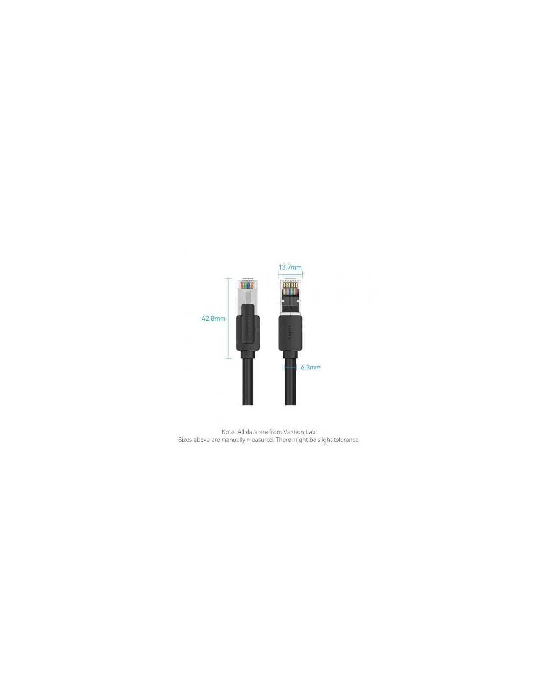 Cable de Red RJ45 UTP 26AWG Vention Cat.8 Gaming 5m Negro | Logroño