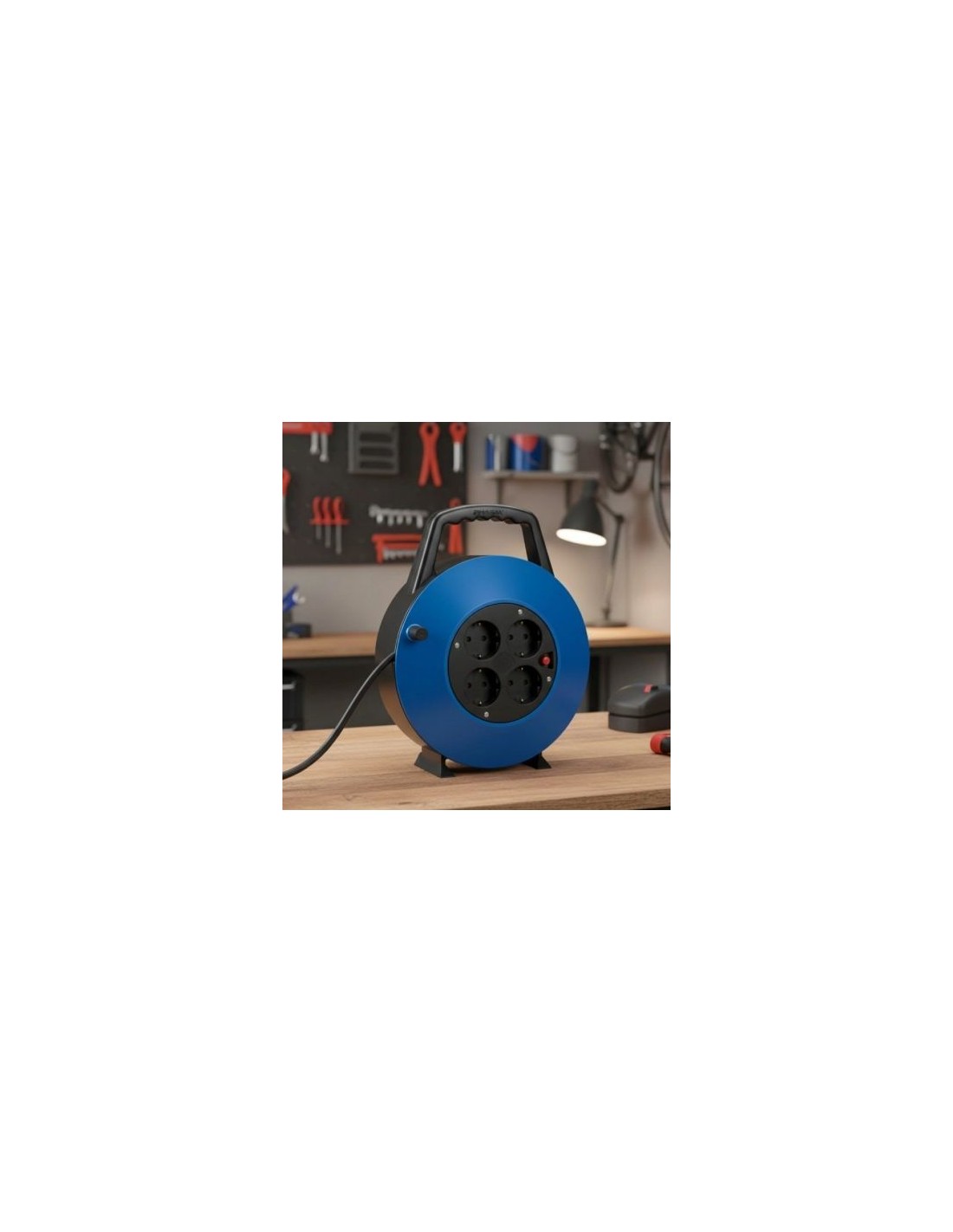 Regleta enrollable Phasak 4 Tomas de Corriente Cable 10m Azul