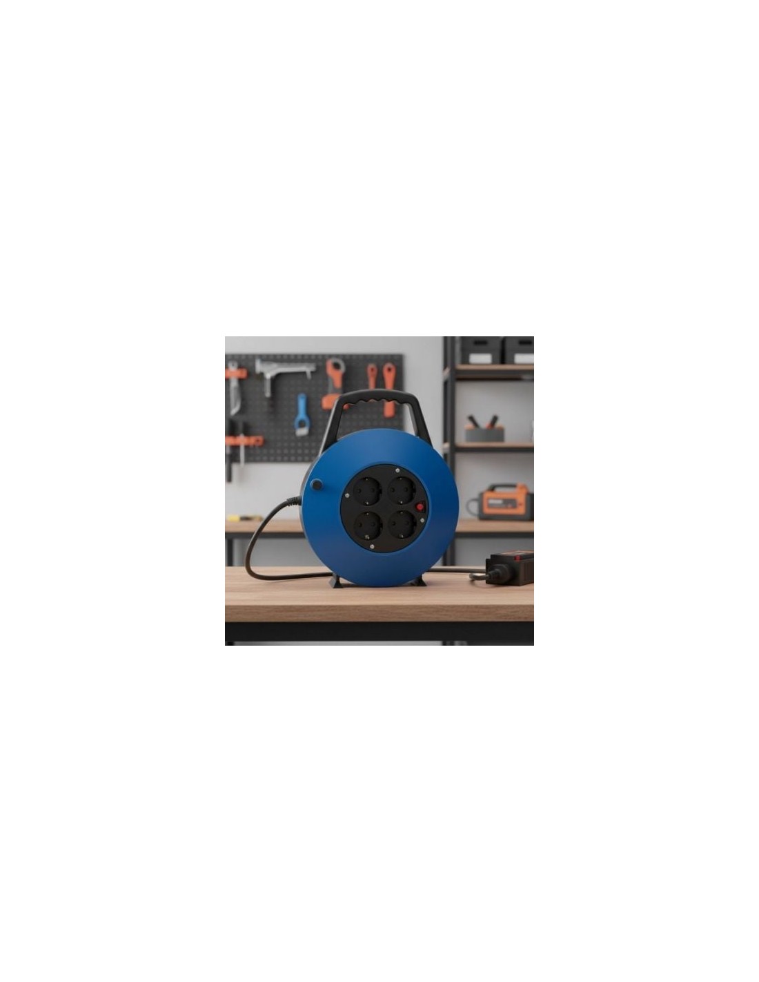 Regleta enrollable Phasak 4 Tomas de Corriente Cable 10m Azul