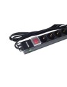 Regleta con Interruptor Phasak 8 Tomas de Corriente Cable 3m Negro