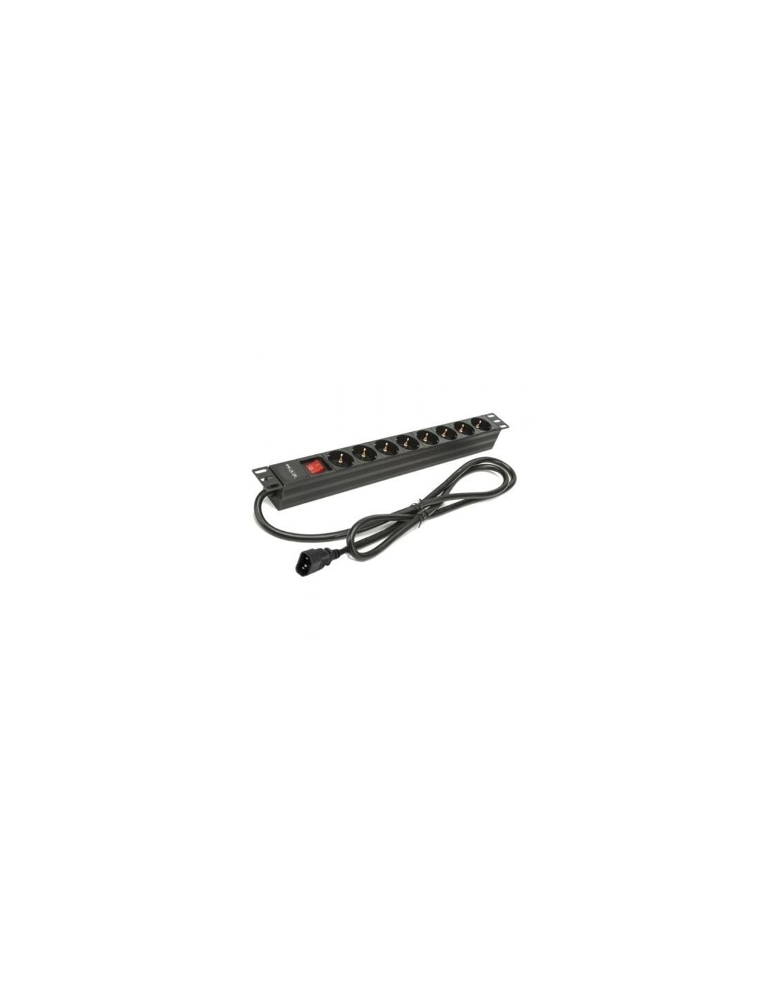 Regleta con Interruptor Phasak 8 Tomas de Corriente Cable 2m Negro