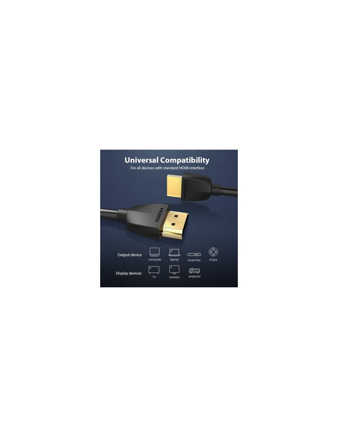 Cable HDMI 2.0 4K Portatil Vention HDMI Macho - HDMI Macho Negro