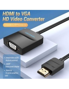 Conversor Vention HDMI Macho - VGA Hembra 15cm Negro | Logroño 2