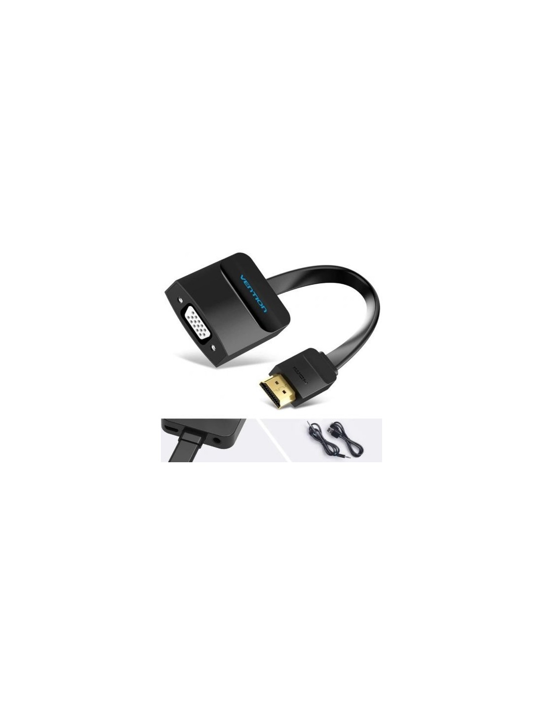 Conversor Vention HDMI Macho - VGA Hembra - Jack 3.5 Hembra 15cm Negro