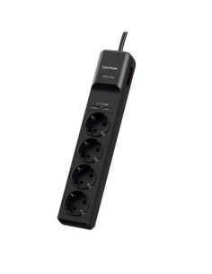 Regleta con interruptor Cyberpower 4 Tomas de corriente 2 USB Cable 1.