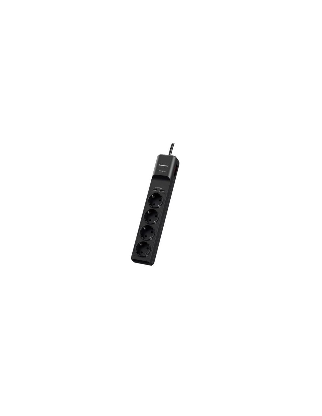 Regleta con interruptor Cyberpower 4 Tomas de corriente 2 USB Cable 1.