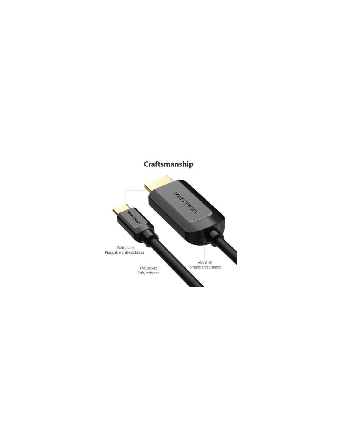 Cable Conversor HDMI 1.4 4K Vention USB Tipo-C Macho - HDMI Macho Negr
