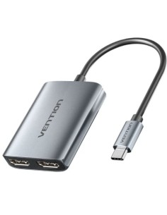 Cable Conversor Vention USB Tipo-C Macho - 2x HDMI Hembra Gris