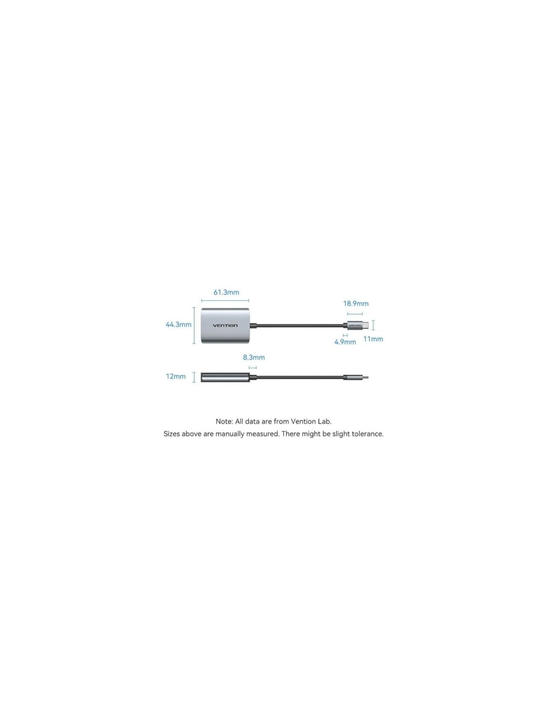 Cable Conversor Vention USB Tipo-C Macho - 2x HDMI Hembra Gris