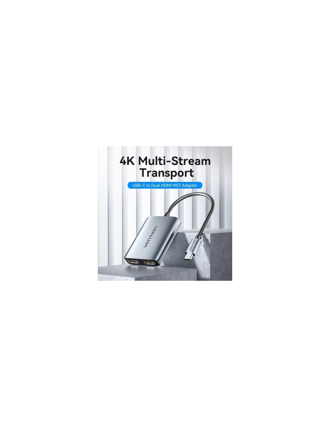 Cable Conversor Vention USB Tipo-C Macho - 2x HDMI Hembra Gris