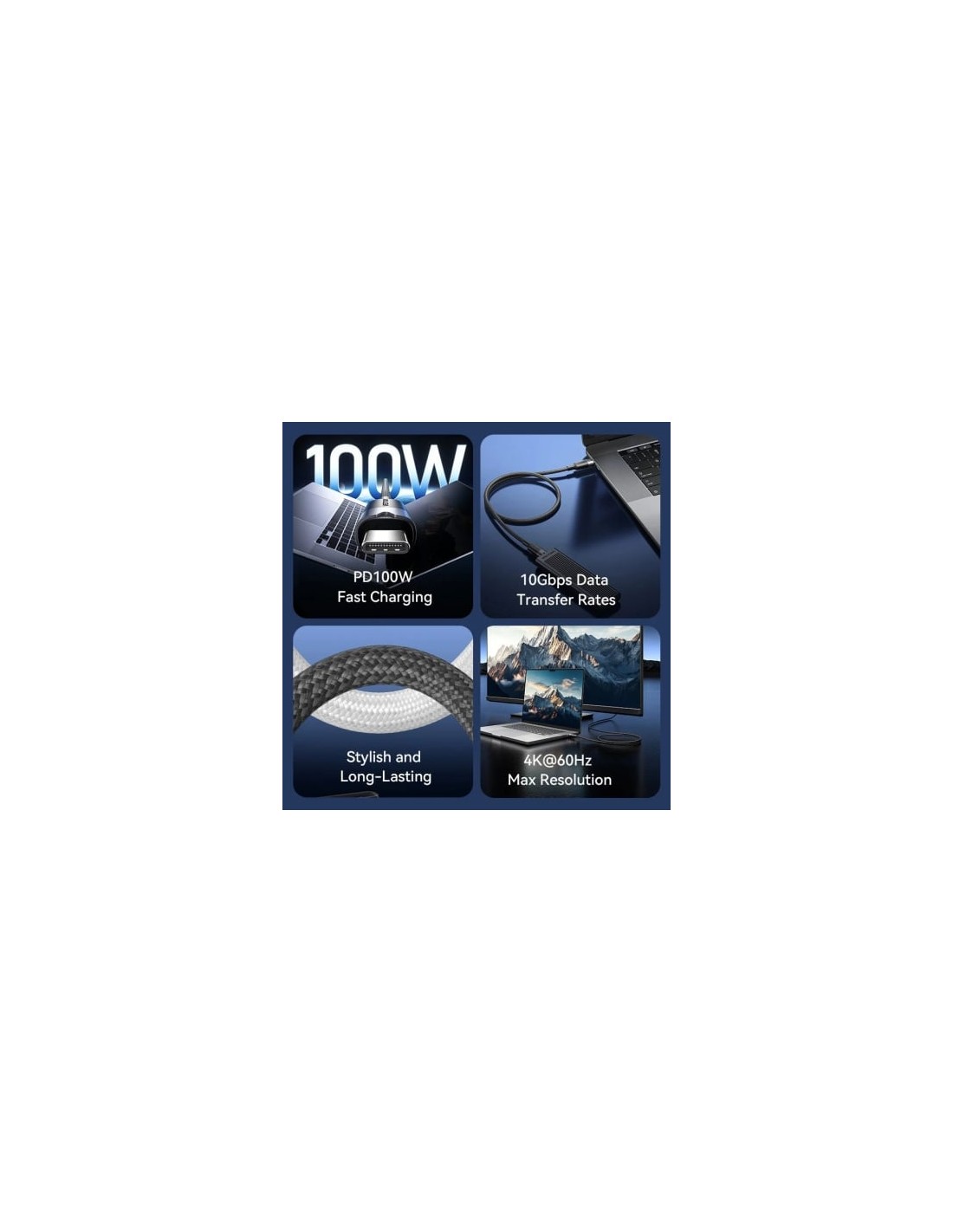 Cable USB 3.2 Tipo-C 5A Vention USB Tipo-C Macho - USB Tipo-C Macho Ha