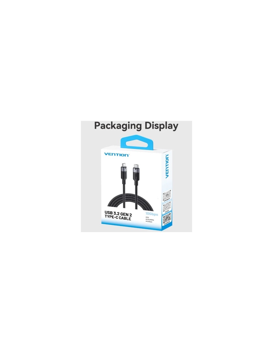 Cable USB 3.2 Tipo-C 5A Vention USB Tipo-C Macho - USB Tipo-C Macho Ha