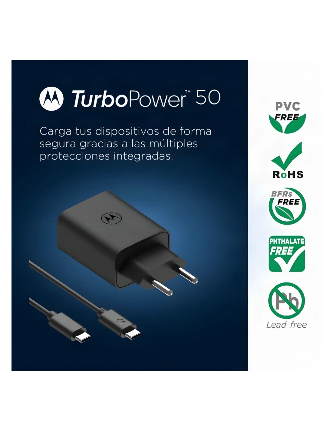 Cargador de dispositivos móviles Motorola TurboPower 50W Duo Negro USB