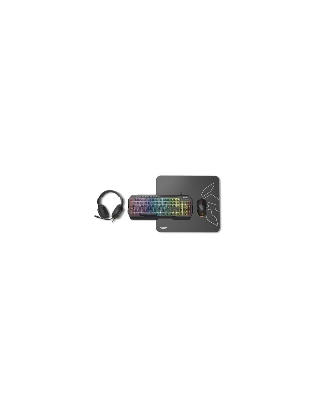 Pack Gaming Krom Kenta Teclado RGB + Ratón + Alfombrilla + Auriculares