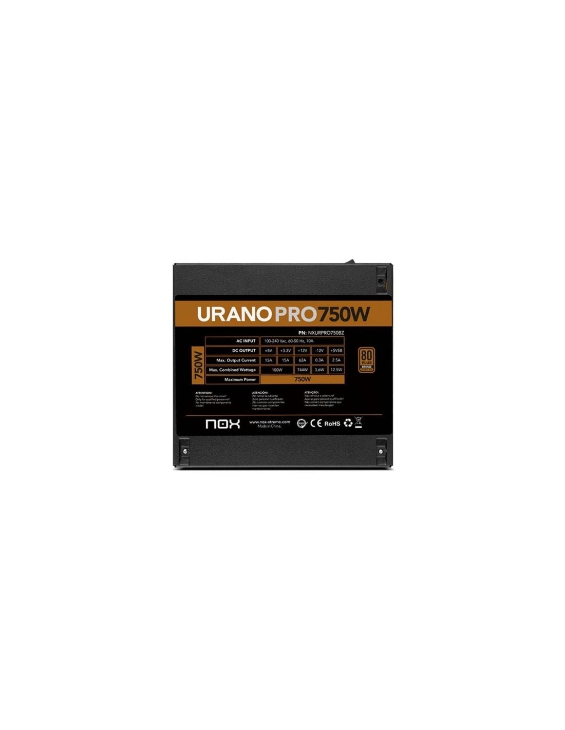 Fuente de Alimentación Nox Hummer Urano Pro 750W 80 Plus Bronze