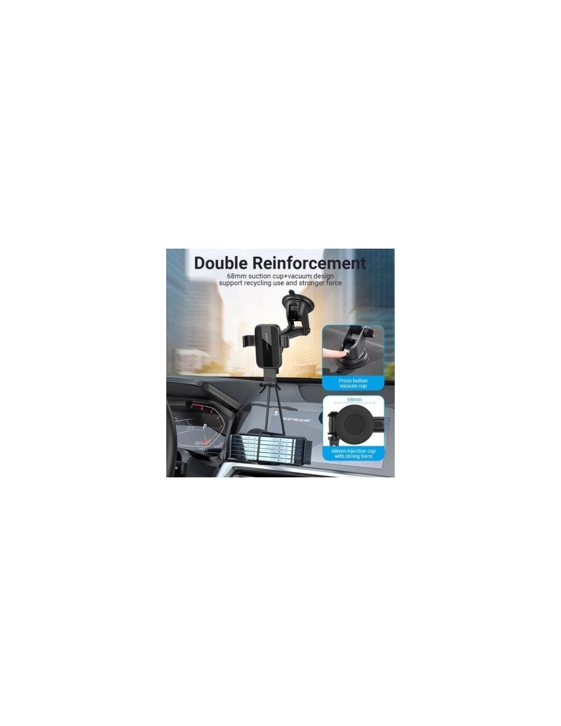 Soporte de Smartphone para Coche Vention KCOB0, Negro