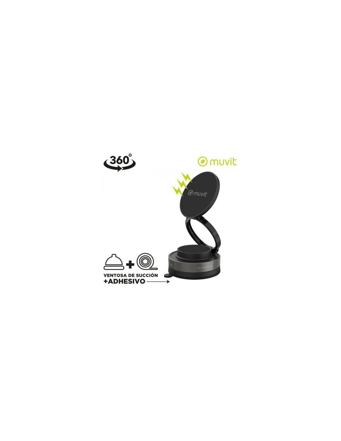 Soporte de Smartphone para Coche Muvit For Change MCCHL0035, Negro