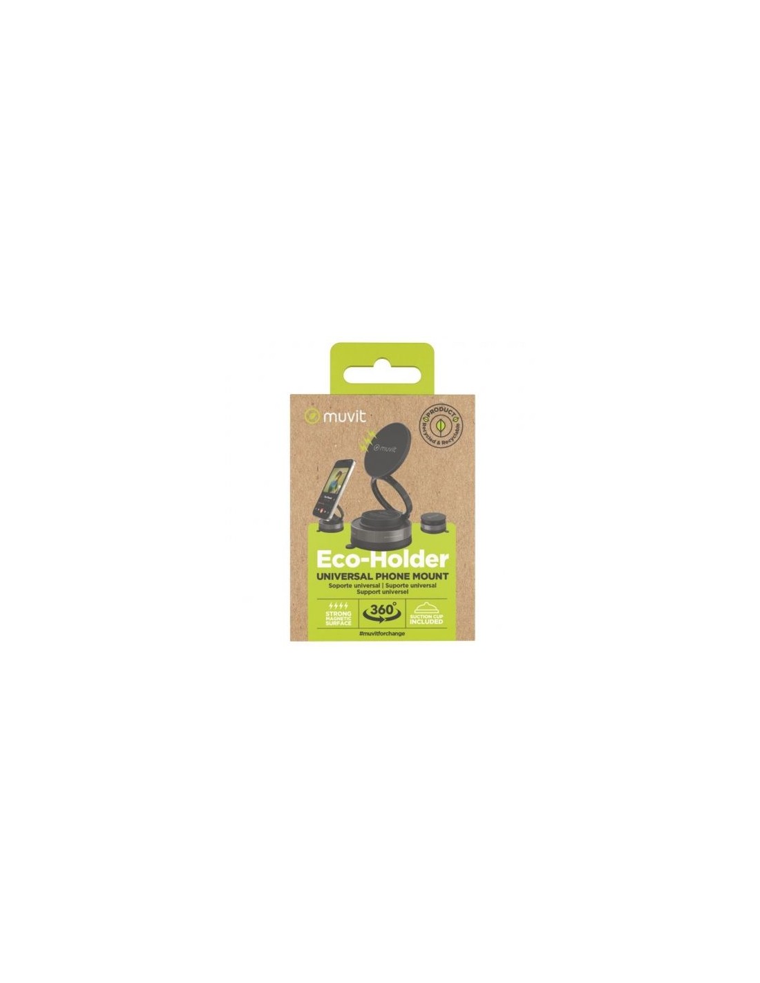 Soporte de Smartphone para Coche Muvit For Change MCCHL0035, Negro