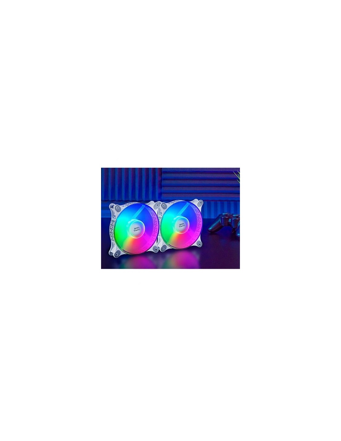 Pack 2 Ventiladores Mars Gaming MFDUOW 12cm FRGB Blancos | Logroño