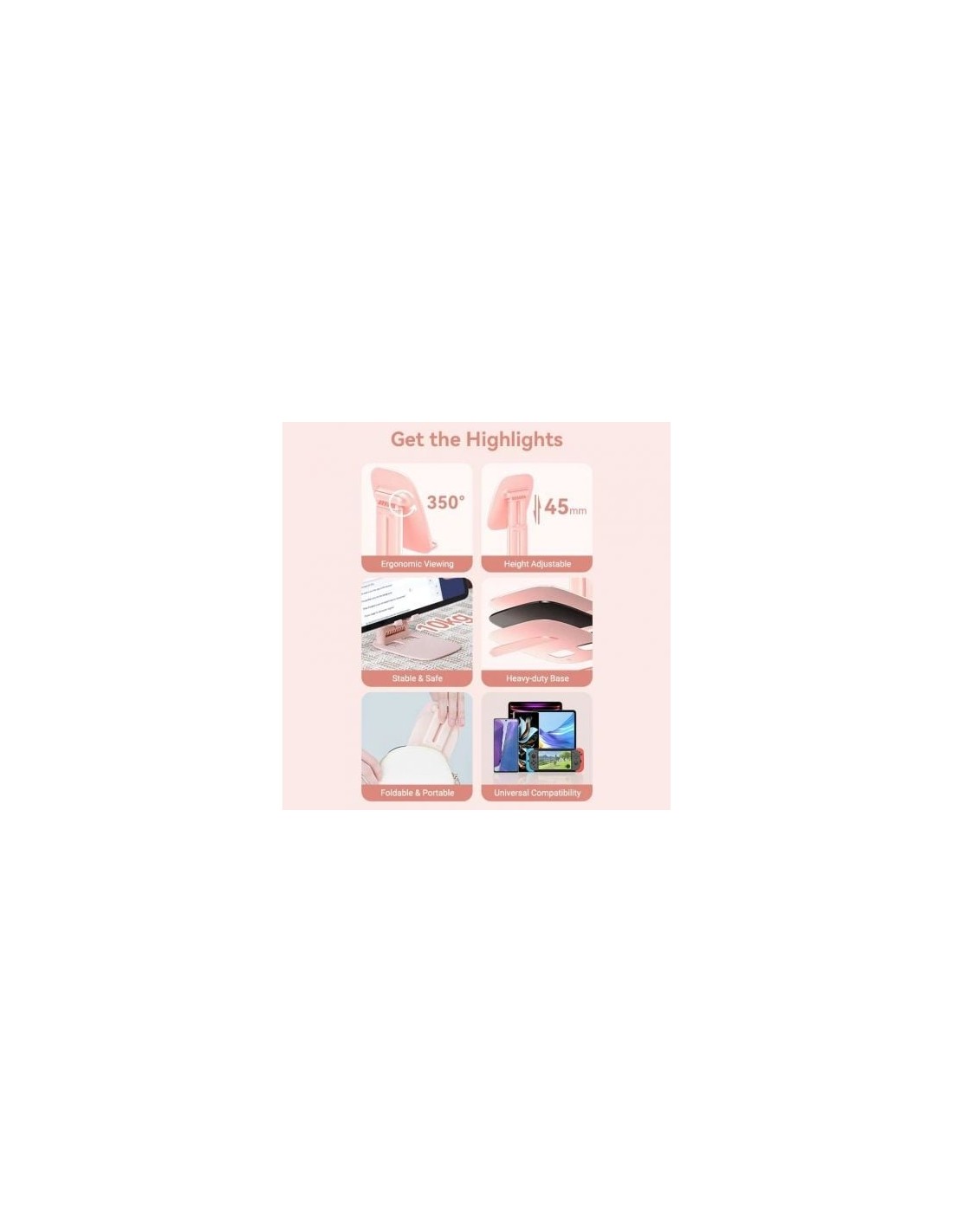 Soporte para Smartphone/Tablet Vention KSGP0, Rosa | El Ocio Virtual