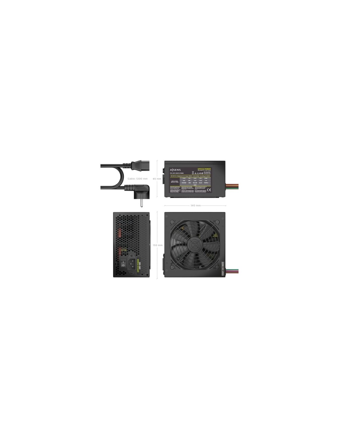 Fuente de Alimentación Aisens ASPC-500ATX-PSEBK 500W | Logroño