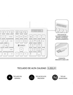 Teclado Subblim Business Slim Silencioso, Blanco | El Ocio Virtual 2