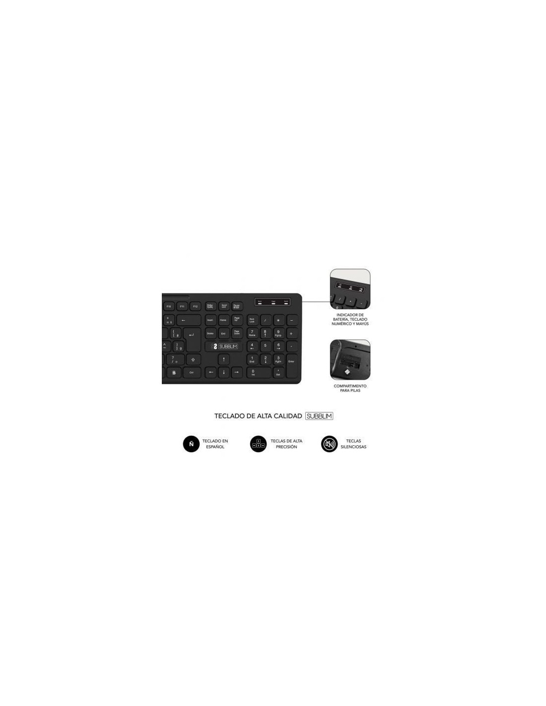 Teclado y Ratón Inalámbrico Subblim Combo Business Slim CSSW10
